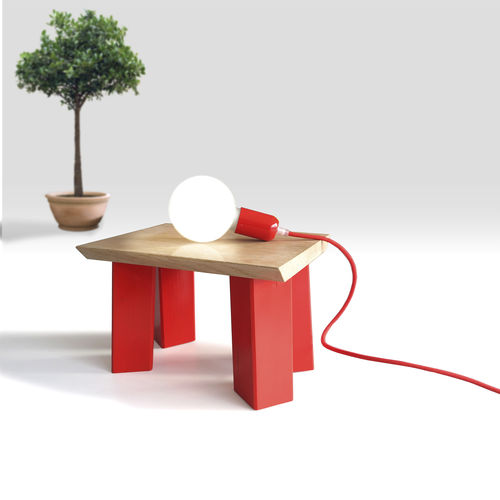 Tabouret contemporain - IT594 - dESIGNoBJECT - en chêne / en bois massif / avec piètement en bois massif