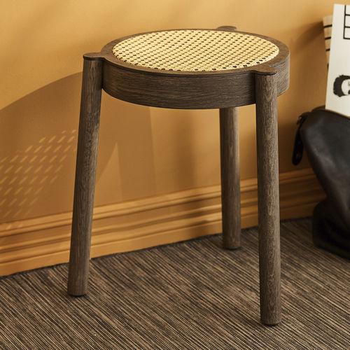 Tabouret contemporain - PAL - Northern - en chêne / en osier / en résille