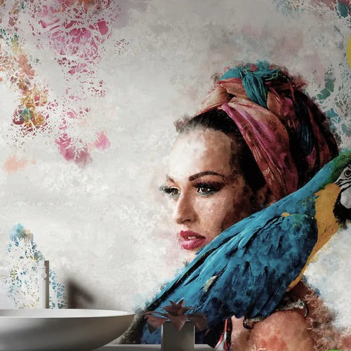 Papier peint contemporain - LADY ARA - WallyArt - en textile non-tissé / en fibre de verre / en vinyle