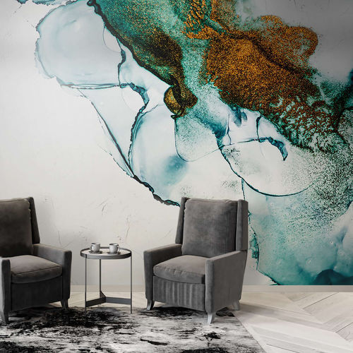 Papier peint contemporain - ACQUAMARINA - WallyArt - en textile non-tissé / en fibre de verre / en vinyle