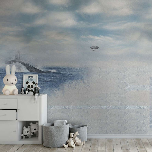 Papier peint contemporain - WHALE - WallyArt - en textile non-tissé / en fibre de verre / en vinyle
