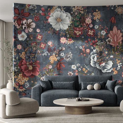 Papier peint oriental - MONKEY PARADISE - WallyArt - en textile non-tissé / en fibre de verre / en vinyle