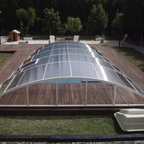 Abri de piscine bas - RITA - planetabri - télescopique / d'aluminium / en polycarbonate