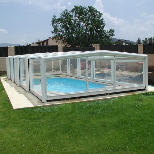 Abri de piscine haut - Petra 1200 - planetabri - mi-haut / coulissant / fixe