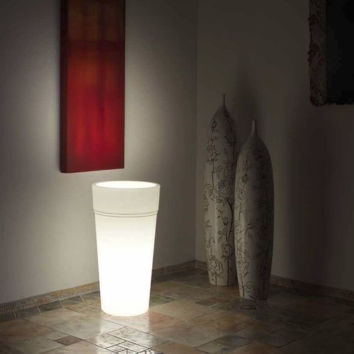 Pot de jardin en plastique - STEM LUCE / STALK LUCE - TeraPlast - à poser / rond / lumineux