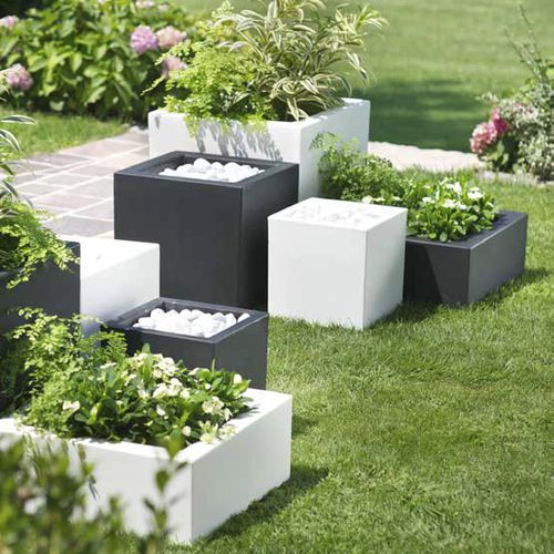 Jardinière en plastique - SCHIO CUBO BASSO - TeraPlast - carrée / contemporaine / d'extérieur