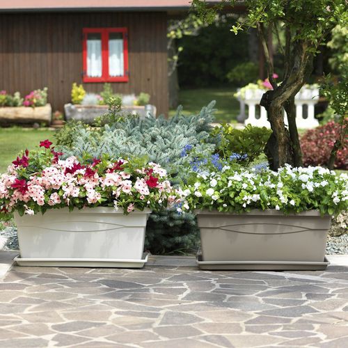 Jardinière en plastique - CASSETTONE - TeraPlast - rectangulaire / contemporaine / d'extérieur