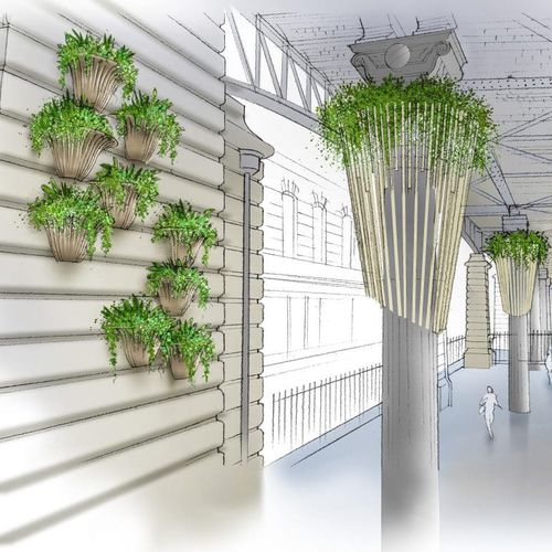 Support pour jardinière suspendue pour espace public - JAURÈS - Jardins de Babylone
