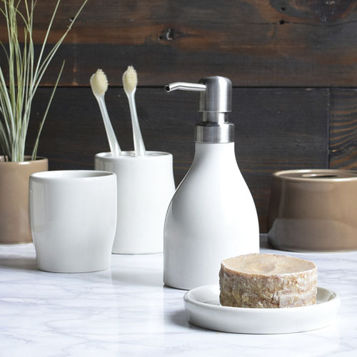 Distributeur de savon résidentiel - PLAGE - KINTO - à poser / en porcelaine / manuel