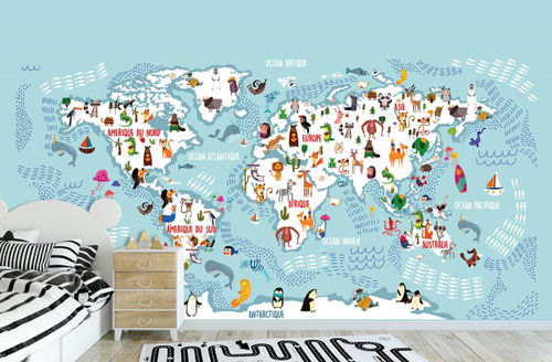 Papier peint contemporain - WONDERFUL PLANET - LÉ PAPIERS DE NINON - carte / imprimé