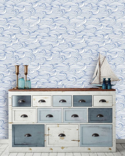 Papier peint contemporain - TEMPETE - LÉ PAPIERS DE NINON - motif à vagues / imprimé