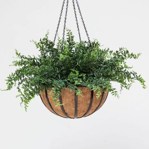 Pot de jardin en acier - FERN - PLANTERS UNLIMITED - en noix de coco / suspendu / rond