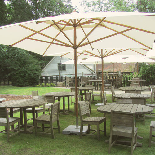 Parasol en inox - 4M SQ-ST - Bambrella - en bambou / résistant au vent / professionnel