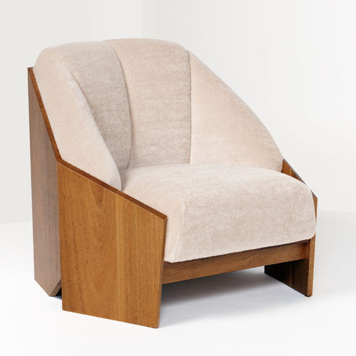 Fauteuil contemporain - CHÂTEAU - ATELIER DE TROUPE - en tissu / en noyer / en acajou