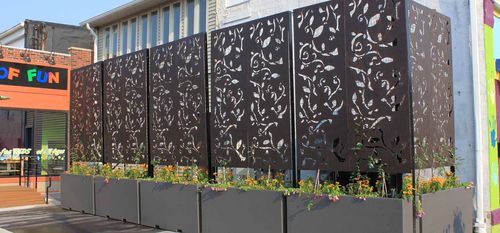 Jardinière bois - WILSHIRE - Tournesol SITEWORKS - en métal / rectangulaire / sur mesure