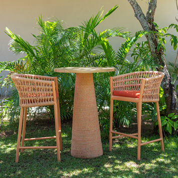 Chaise de bar contemporaine - Kauai  - Tidelli - d'extérieur / en tissu / en corde