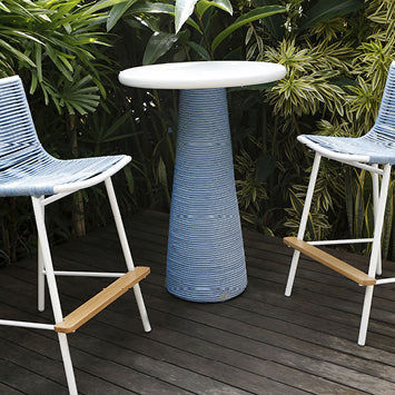 Table bistrot contemporaine - Spool Bar - Tidelli - en eucalyptus / en granite / en corde