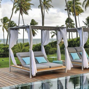 Bain de soleil contemporain - Oslo - Tidelli - en tissu / en bois / dossier ajustable