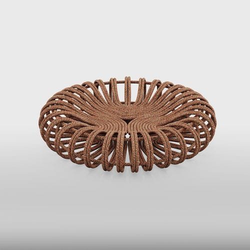 Pouf contemporain - Imperial  - Tidelli - en aluminium / en corde / rond