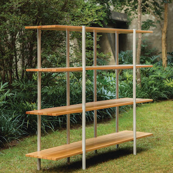 Étagère contemporaine - Boss  - Tidelli - en eucalyptus / en aluminium / d'extérieur