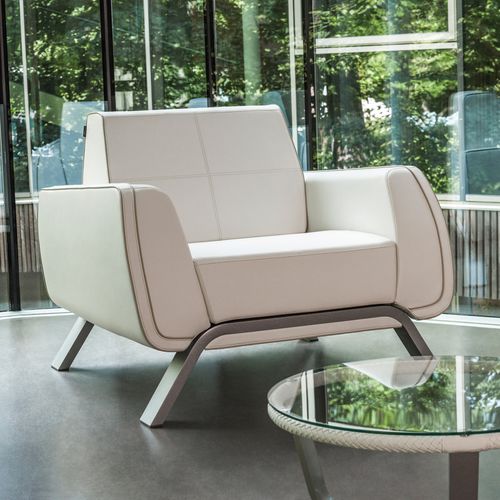Fauteuil contemporain - LOUNGESESSEL - BOXMARK Leather d.o.o. - en cuir / en aluminium / avec coussin amovible