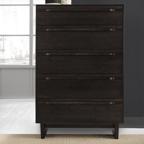 Commode haute - CAMBER - West Furniture - contemporaine / en bois / 5 tiroirs