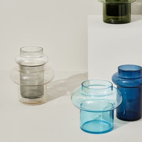 Vase contemporain - Inception - Hübsch A/S - en verre / fait main / gris