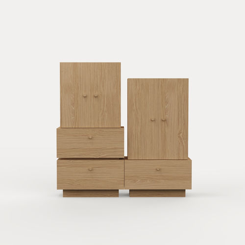 Armoire contemporaine - Studio H&K B.V. - en chêne / à portes battantes / à tiroir