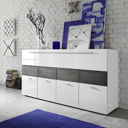 Buffet contemporain - LINE - LC spa - en wengé / en chêne naturel / blanc