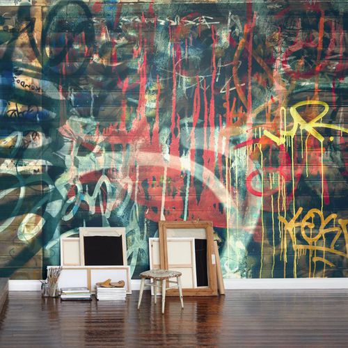 Papier peint contemporain - STREET ART - Mr Perswall - en textile non-tissé / motif urbain / aspect papier peint