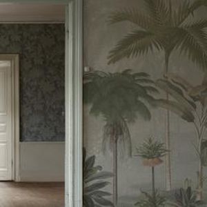 Papier peint vintage - VINTAGE PALMS - Mr Perswall - à motif nature / aspect papier peint / vert