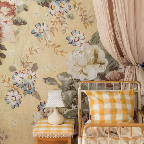 Papier peint contemporain - BLOSSOM II - Mr Perswall - à motif floral / aspect tissu / jaune