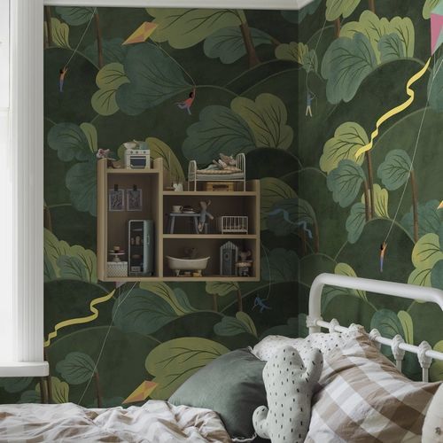 Papier peint contemporain - A Windy Day - Boråstapeter - motif pour enfant / vert / en impression numérique