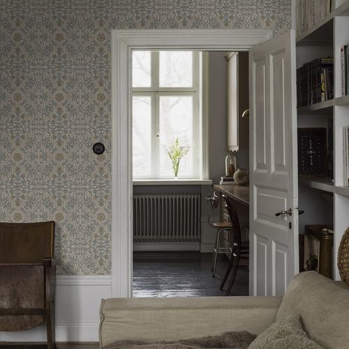 Papier peint classique - Rosenvinge - Boråstapeter - à motif floral / aspect tissu / vert