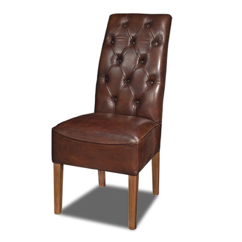 Chaise de salle à manger chesterfield - TATTERSHALL  - Bendic International - d'intérieur / en cuir / avec piètement en bois