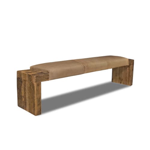 Banc contemporain - TEXAS  - Bendic International - en chêne / en cuir / sans dossier