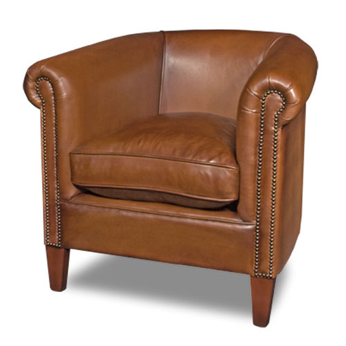 Fauteuil club classique - ROWLEY - Bendic International - en cuir / avec coussin amovible / marron