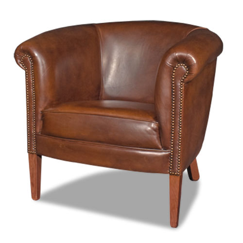 Fauteuil club classique - TUB - Bendic International - en cuir / marron / gris