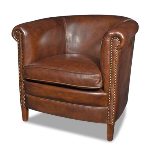 Fauteuil club classique - YORK - Bendic International - en cuir / avec coussin amovible / marron
