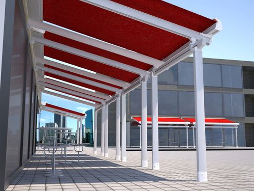 Pergola adossée - ELIOS - Ici Store - en aluminium / en acrylique / couverture en toile