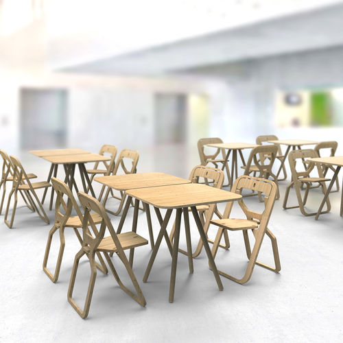 Table bistrot contemporaine - Natural - INFINE DESIGN OBJET - en bois / avec piètement en bois / carrée