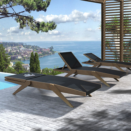 Bain de soleil contemporain - CROCO - INFINE DESIGN OBJET - en toile / en bois exotique / en cumaru