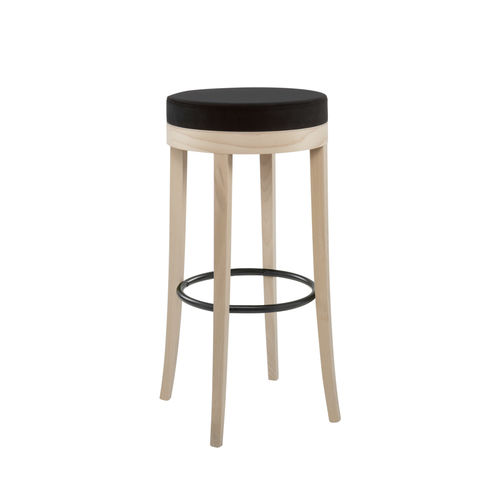 Tabouret de bar contemporain - BACCO SG03A - New Life Contract - en cuir / avec piètement en hêtre / tapissé