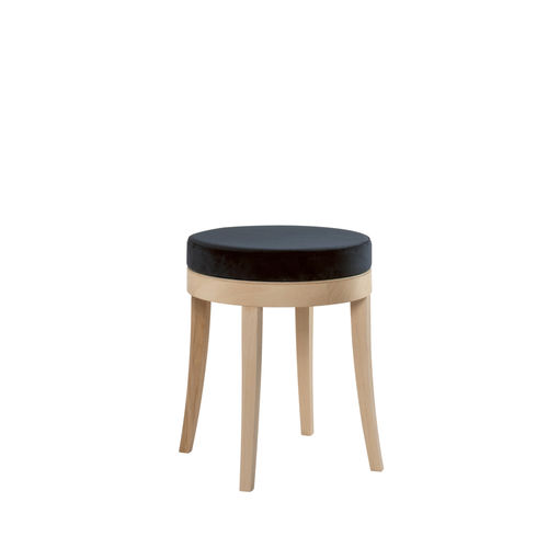 Tabouret contemporain - BACCO SG03B - New Life Contract - en cuir / en hêtre / avec piètement en hêtre