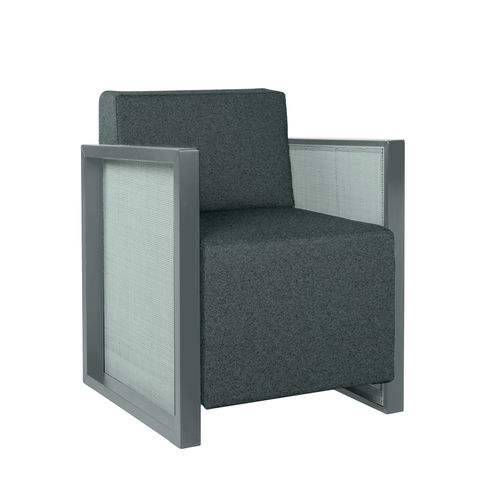 Fauteuil contemporain - QUADRA PO02 - New Life Contract - en tissu / en cuir / en bois massif