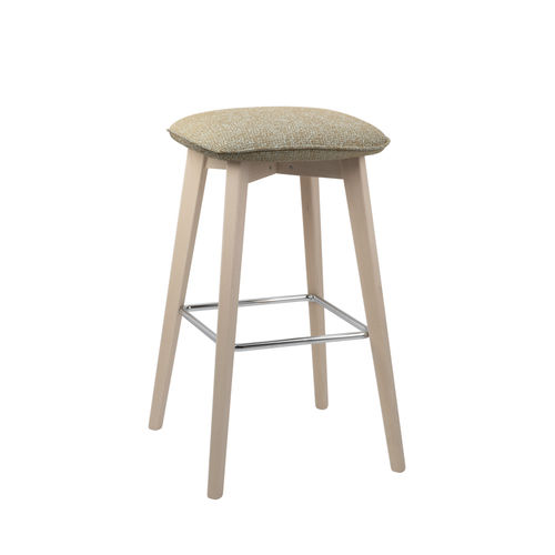 Tabouret de bar contemporain - HELLEN SOFT SG06 - New Life Contract - en tissu / avec piètement en bois / 4 pieds
