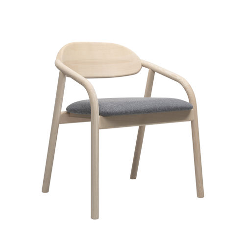 Chaise de salle à manger contemporaine - ELIA PO03 - New Life Contract - en tissu / en frêne / avec piètement en frêne