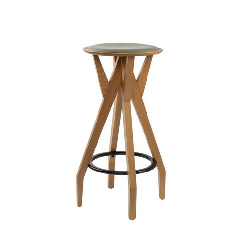 Tabouret de bar contemporain - MARTINA SG02 - New Life Contract - en tissu / en contreplaqué / avec piètement en hêtre