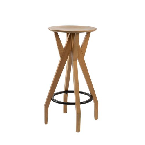 Tabouret de bar contemporain - MARTINA SG01 - New Life Contract - en hêtre / en contreplaqué / avec piètement en hêtre