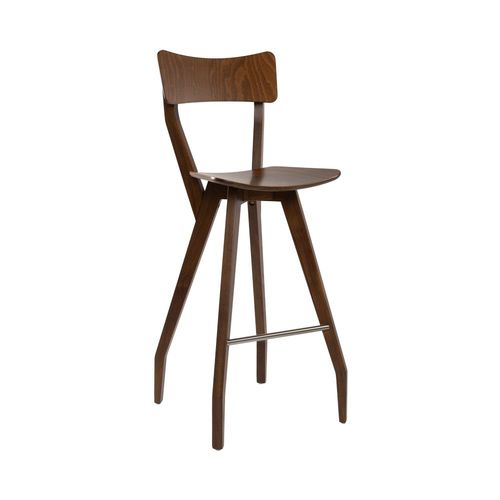 Tabouret de bar design minimaliste - MARTINA SG01S - New Life Contract - en contreplaqué / avec piètement en hêtre / avec repose-pieds